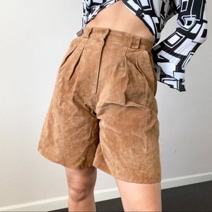 VINTAGE Brown Leather Shorts